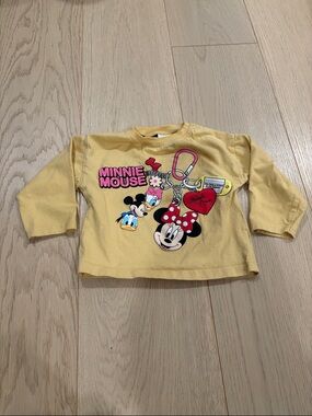 Zara Yellow Minnie Mouse Graphic Long-Sleeve Tee